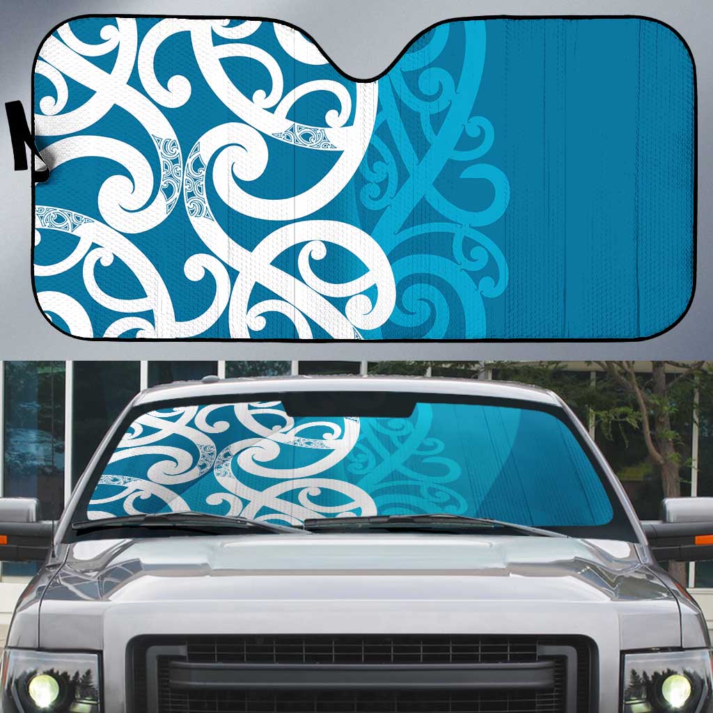 Azure Blue Maori Auto Sun Shade Koru Kowhaiwhai - Aussie Hoodie