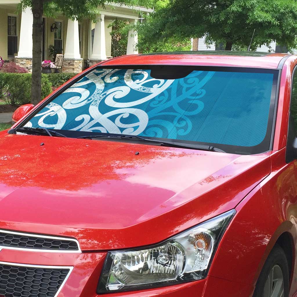 Azure Blue Maori Auto Sun Shade Koru Kowhaiwhai - Aussie Hoodie