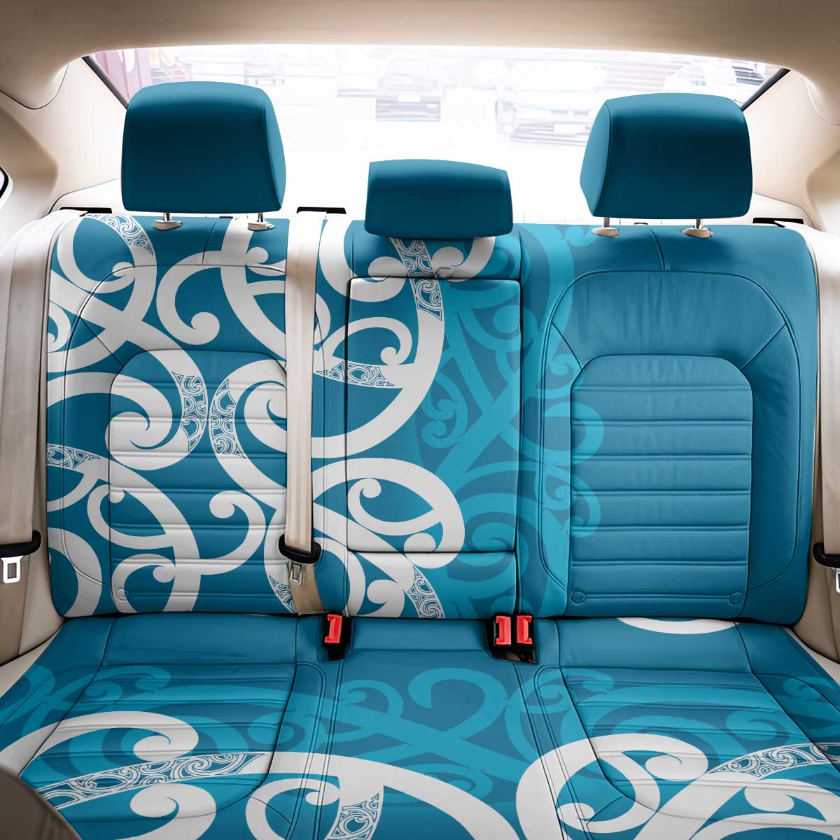 Azure Blue Maori Back Car Seat Cover Koru Kowhaiwhai - Aussie Hoodie