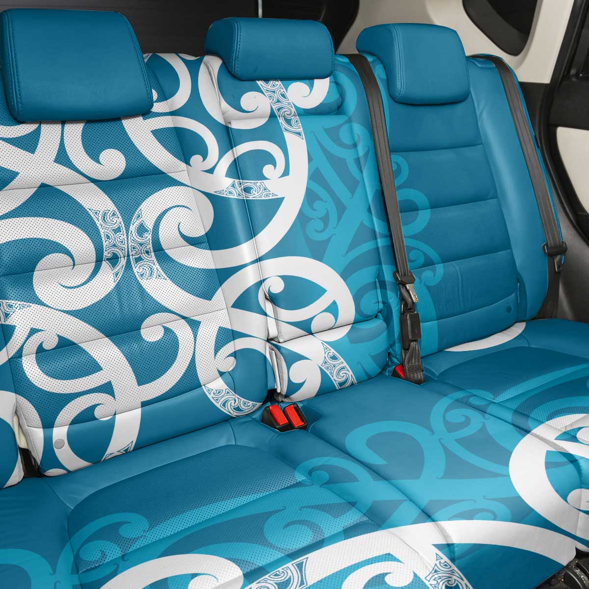 Azure Blue Maori Back Car Seat Cover Koru Kowhaiwhai - Aussie Hoodie