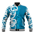 Azure Blue Maori Baseball Jacket Koru Kowhaiwhai - Aussie Hoodie