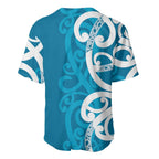 Azure Blue Maori Baseball Jersey Koru Kowhaiwhai - Aussie Hoodie