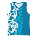 Azure Blue Maori Basketball Jersey Koru Kowhaiwhai - Aussie Hoodie