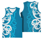 Azure Blue Maori Basketball Jersey Koru Kowhaiwhai - Aussie Hoodie