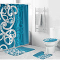 Azure Blue Maori Bathroom Set Koru Kowhaiwhai - Aussie Hoodie