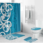 Azure Blue Maori Bathroom Set Koru Kowhaiwhai - Aussie Hoodie