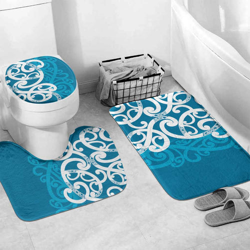 Azure Blue Maori Bathroom Set Koru Kowhaiwhai - Aussie Hoodie