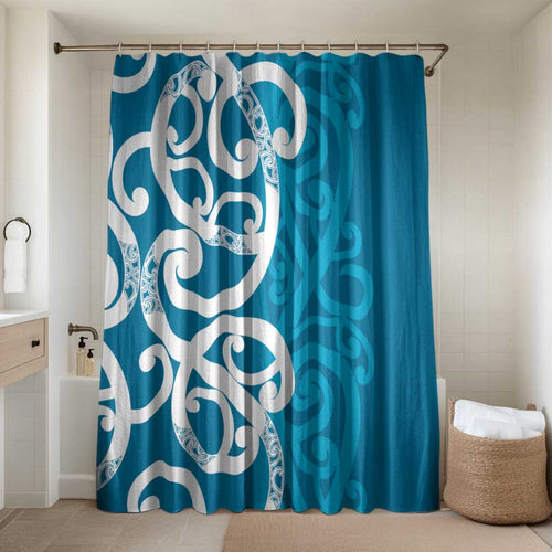Azure Blue Maori Bathroom Set Koru Kowhaiwhai - Aussie Hoodie