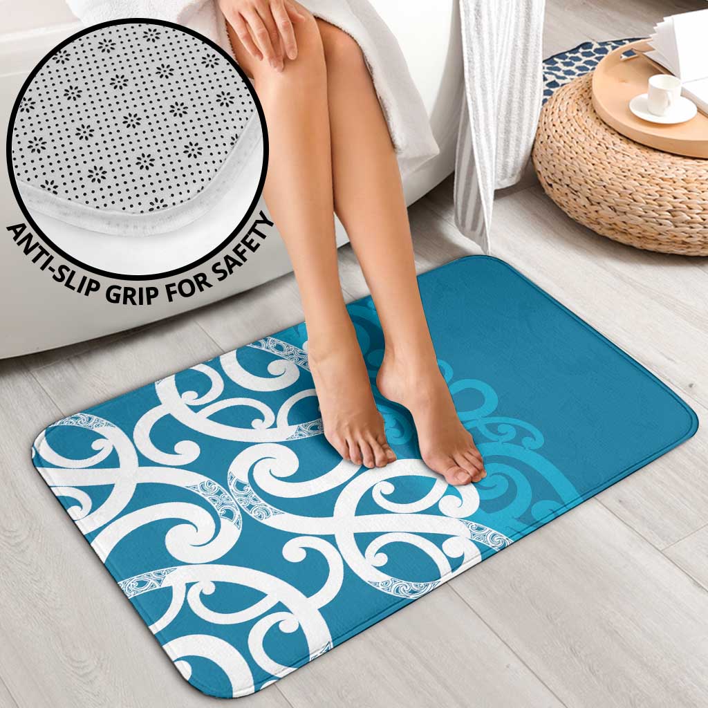 Azure Blue Maori Bathroom Set Koru Kowhaiwhai - Aussie Hoodie