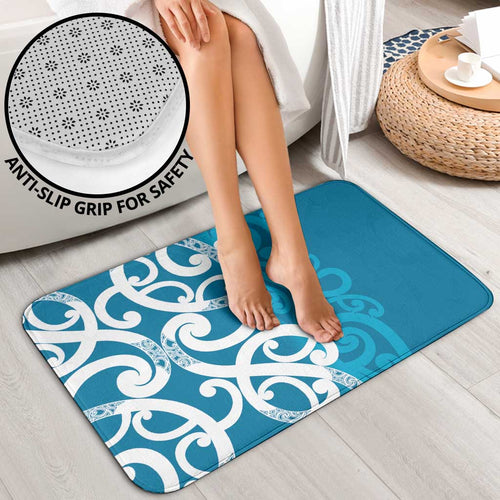 Azure Blue Maori Bathroom Set Koru Kowhaiwhai - Aussie Hoodie