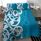 Azure Blue Maori Bedding Set Koru Kowhaiwhai - Aussie Hoodie