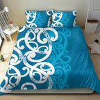 Azure Blue Maori Bedding Set Koru Kowhaiwhai - Aussie Hoodie