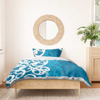 Azure Blue Maori Bedding Set Koru Kowhaiwhai - Aussie Hoodie