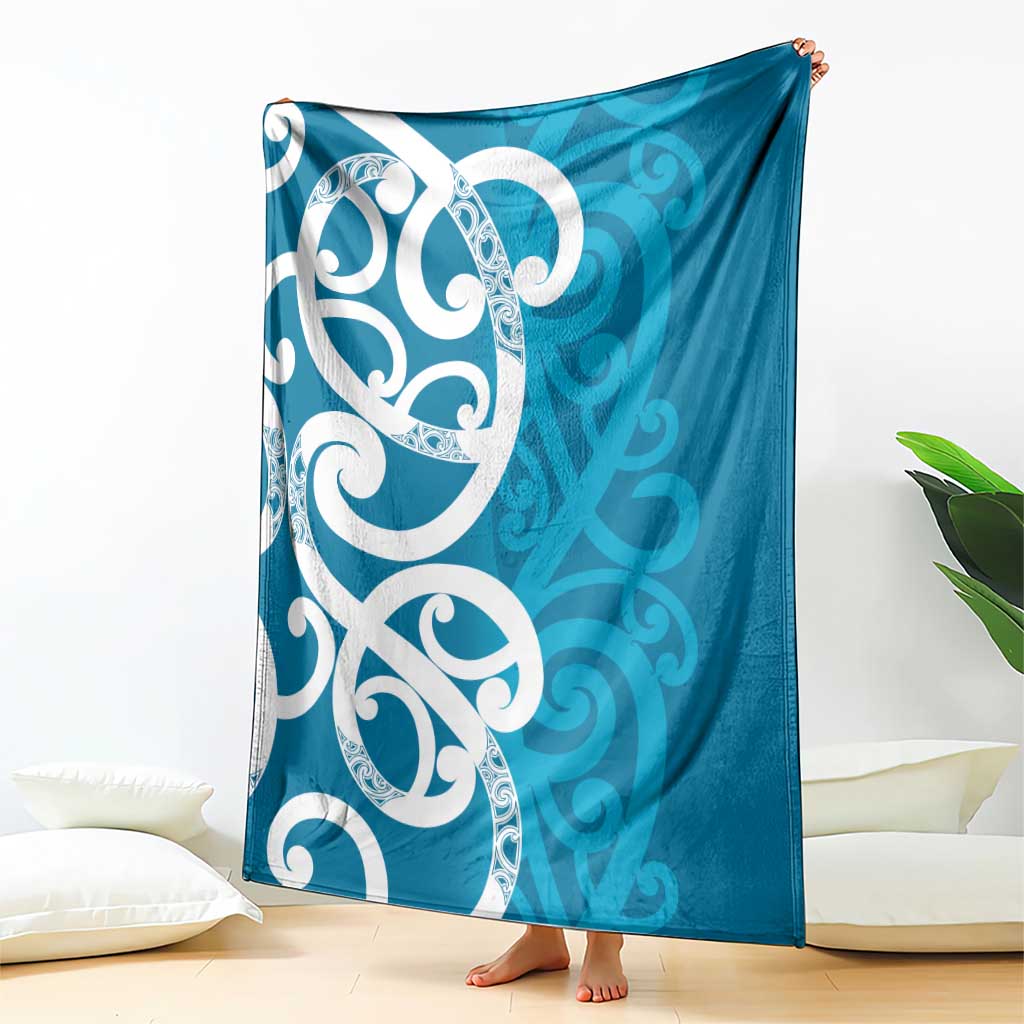 Azure Blue Maori Blanket Koru Kowhaiwhai - Aussie Hoodie