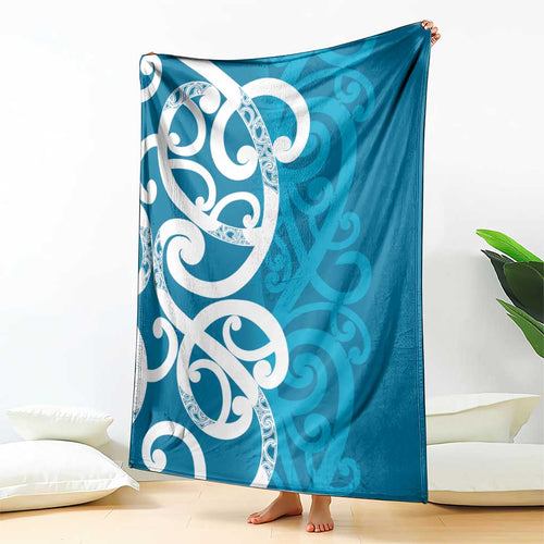 Azure Blue Maori Blanket Koru Kowhaiwhai - Aussie Hoodie