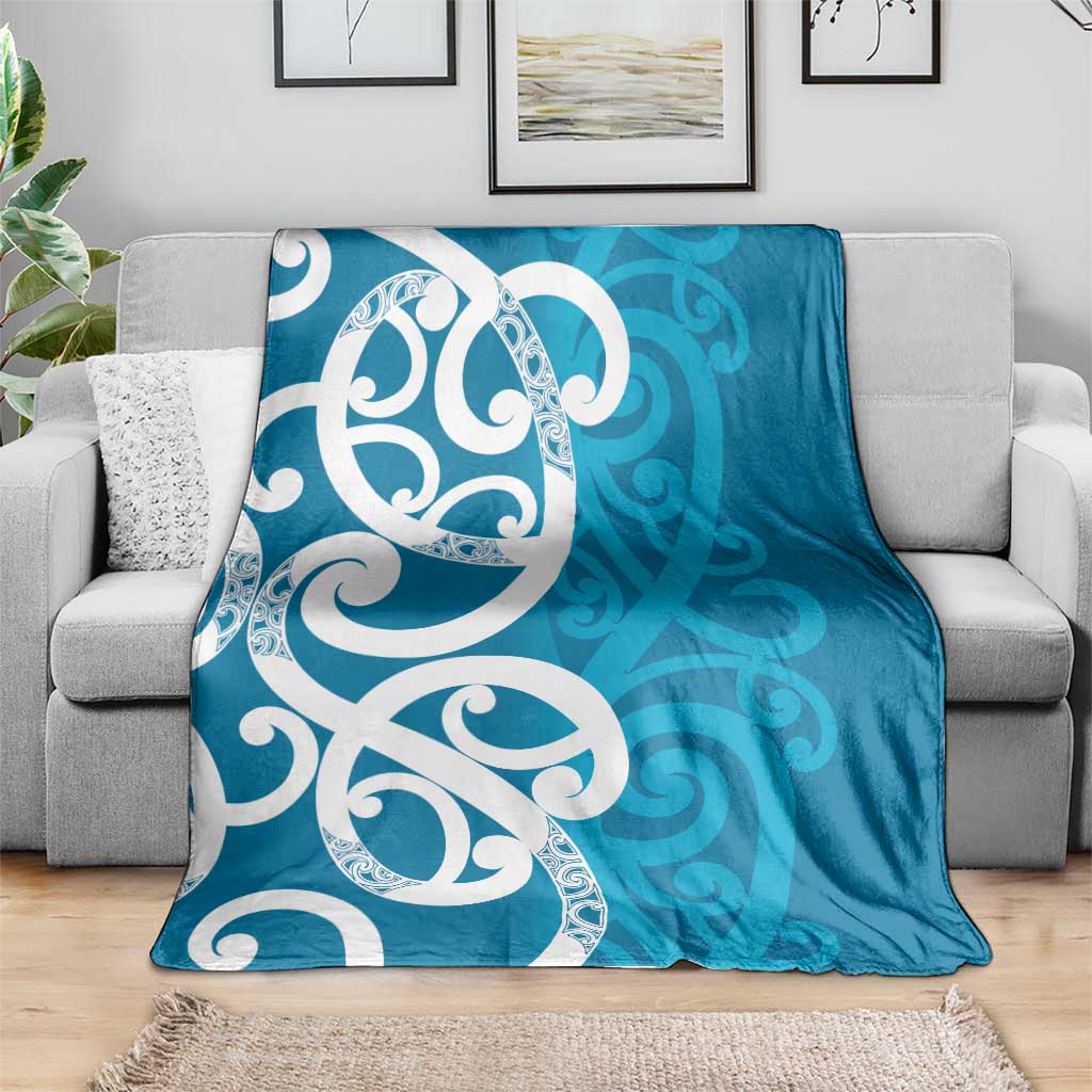 Azure Blue Maori Blanket Koru Kowhaiwhai - Aussie Hoodie