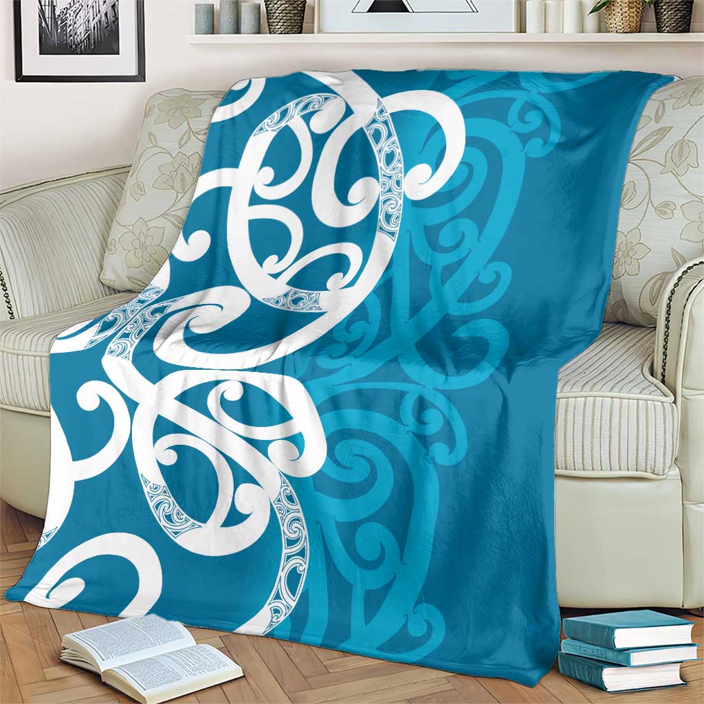 Azure Blue Maori Blanket Koru Kowhaiwhai - Aussie Hoodie