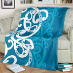 Azure Blue Maori Blanket Koru Kowhaiwhai - Aussie Hoodie