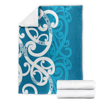 Azure Blue Maori Blanket Koru Kowhaiwhai - Aussie Hoodie
