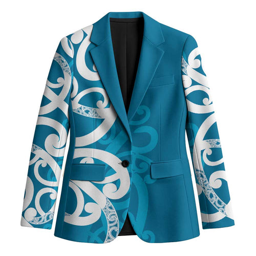 Azure Blue Maori Blazer Koru Kowhaiwhai - Aussie Hoodie