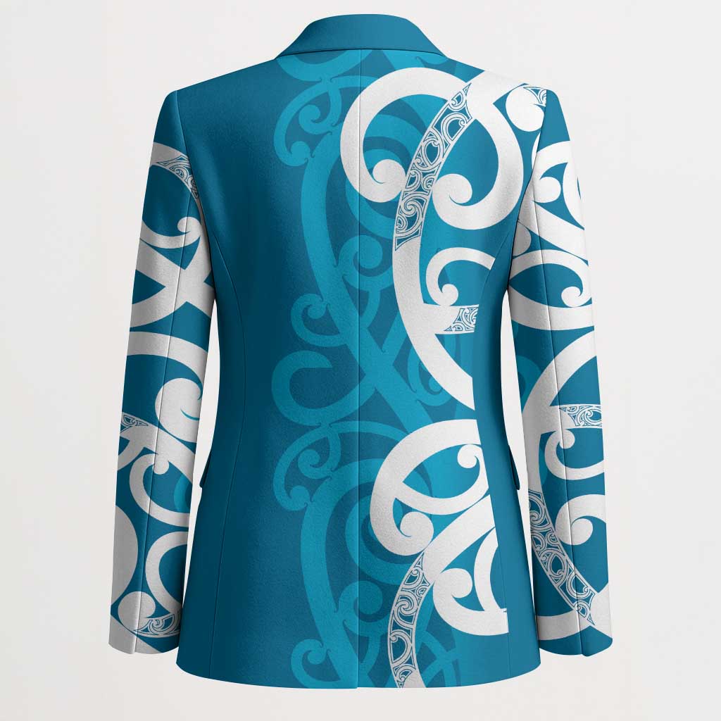 Azure Blue Maori Blazer Koru Kowhaiwhai - Aussie Hoodie