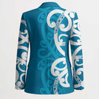Azure Blue Maori Blazer Koru Kowhaiwhai - Aussie Hoodie