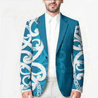Azure Blue Maori Blazer Koru Kowhaiwhai - Aussie Hoodie