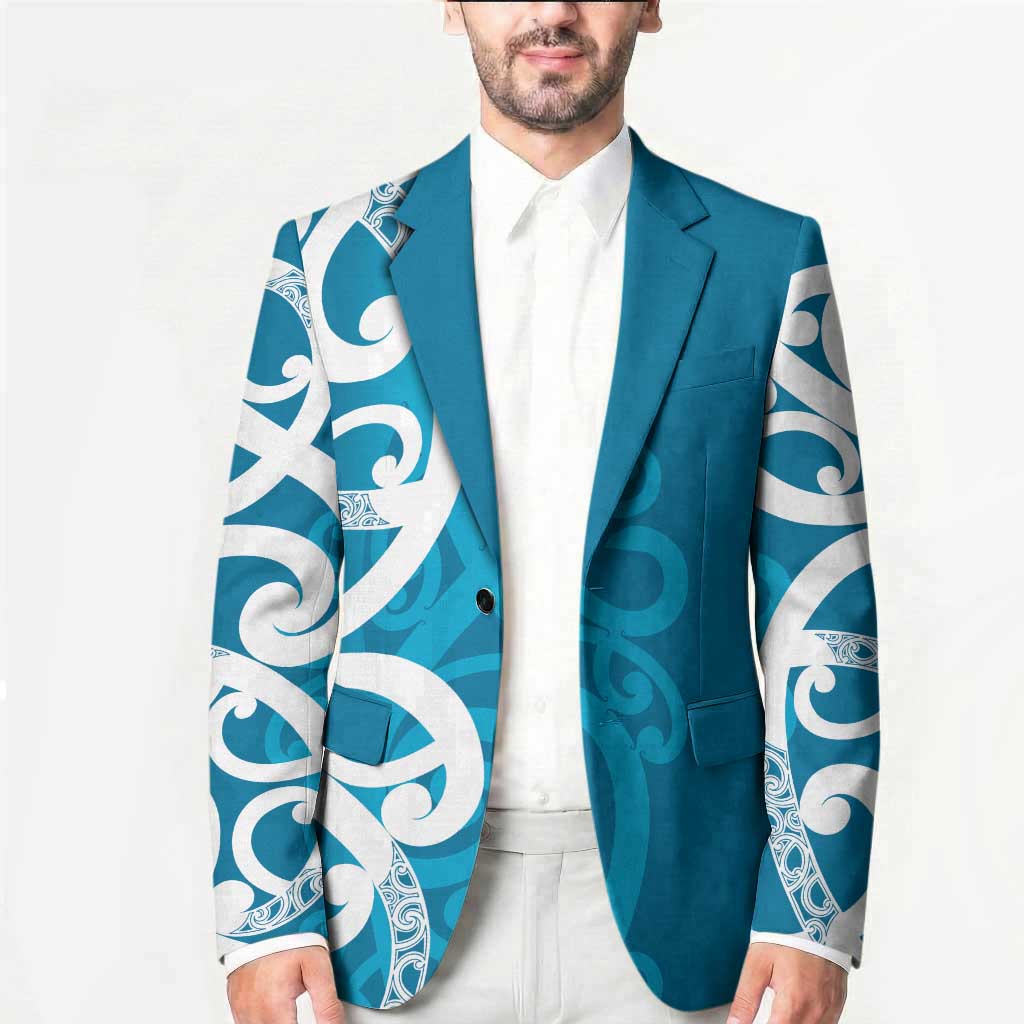 Azure Blue Maori Blazer Koru Kowhaiwhai - Aussie Hoodie