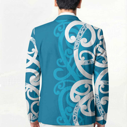 Azure Blue Maori Blazer Koru Kowhaiwhai - Aussie Hoodie