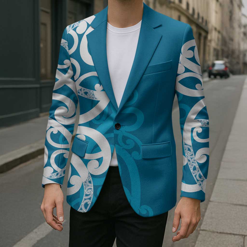 Azure Blue Maori Blazer Koru Kowhaiwhai - Aussie Hoodie