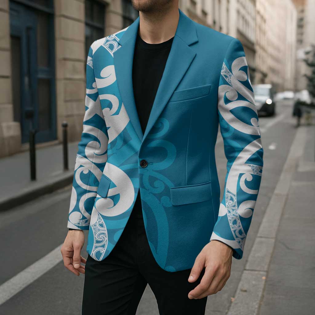 Azure Blue Maori Blazer Koru Kowhaiwhai - Aussie Hoodie