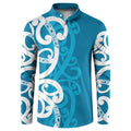 Azure Blue Maori Button Sweatshirt Koru Kowhaiwhai - Aussie Hoodie