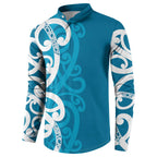 Azure Blue Maori Button Sweatshirt Koru Kowhaiwhai - Aussie Hoodie