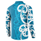 Azure Blue Maori Button Sweatshirt Koru Kowhaiwhai - Aussie Hoodie