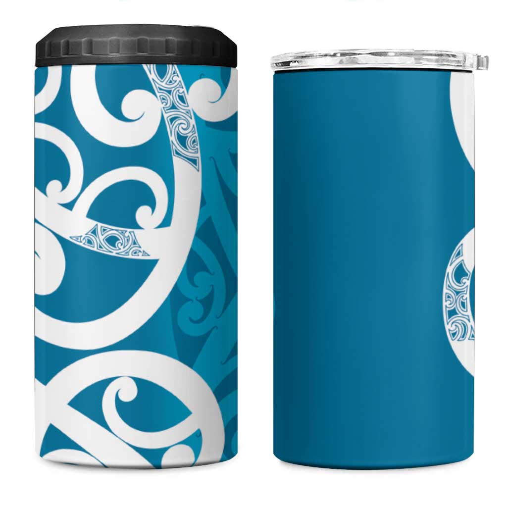 Azure Blue Maori 4 in 1 Can Cooler Tumbler Koru Kowhaiwhai - Aussie Hoodie