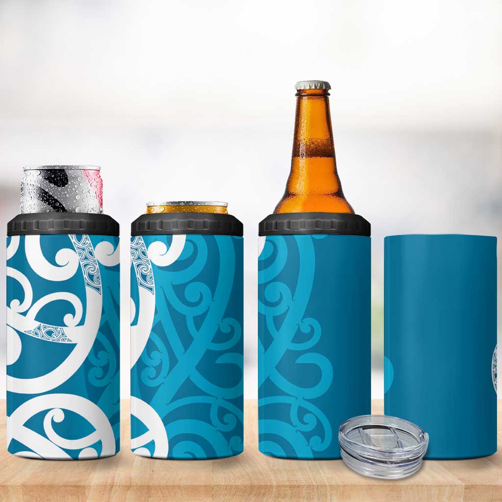Azure Blue Maori 4 in 1 Can Cooler Tumbler Koru Kowhaiwhai - Aussie Hoodie
