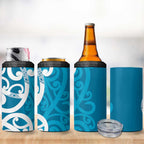 Azure Blue Maori 4 in 1 Can Cooler Tumbler Koru Kowhaiwhai - Aussie Hoodie