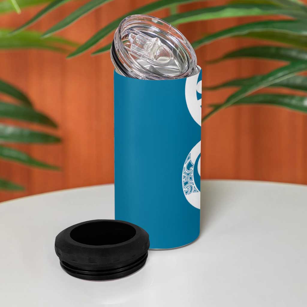 Azure Blue Maori 4 in 1 Can Cooler Tumbler Koru Kowhaiwhai - Aussie Hoodie