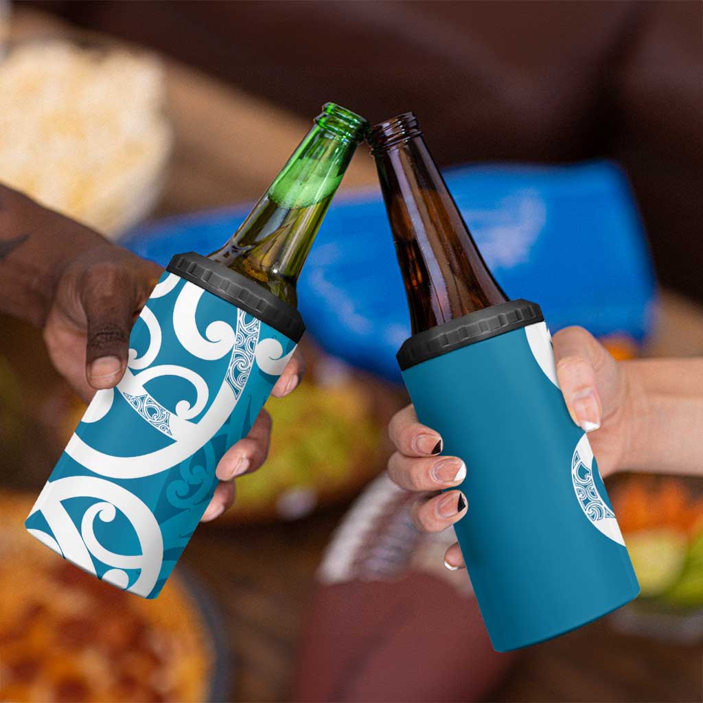 Azure Blue Maori 4 in 1 Can Cooler Tumbler Koru Kowhaiwhai - Aussie Hoodie