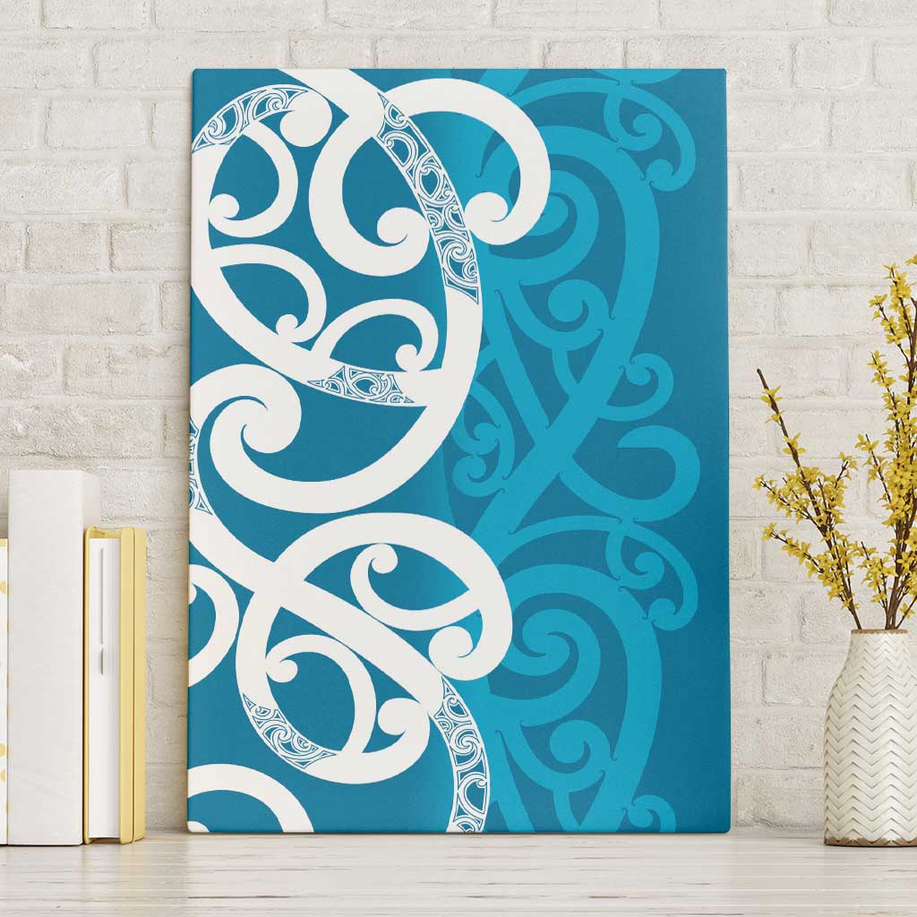 Azure Blue Maori Canvas Wall Art Koru Kowhaiwhai - Aussie Hoodie