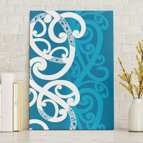 Azure Blue Maori Canvas Wall Art Koru Kowhaiwhai - Aussie Hoodie