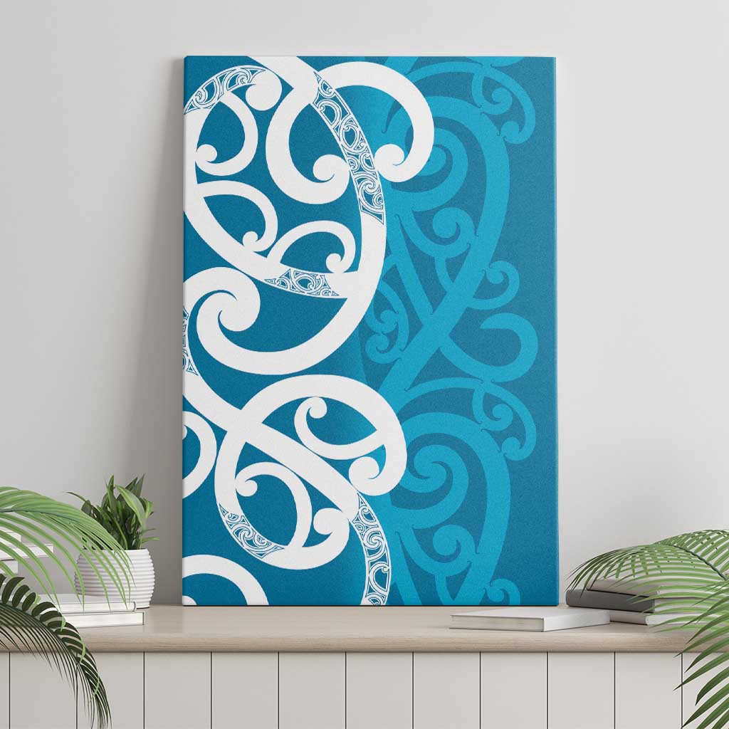 Azure Blue Maori Canvas Wall Art Koru Kowhaiwhai - Aussie Hoodie