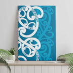 Azure Blue Maori Canvas Wall Art Koru Kowhaiwhai - Aussie Hoodie