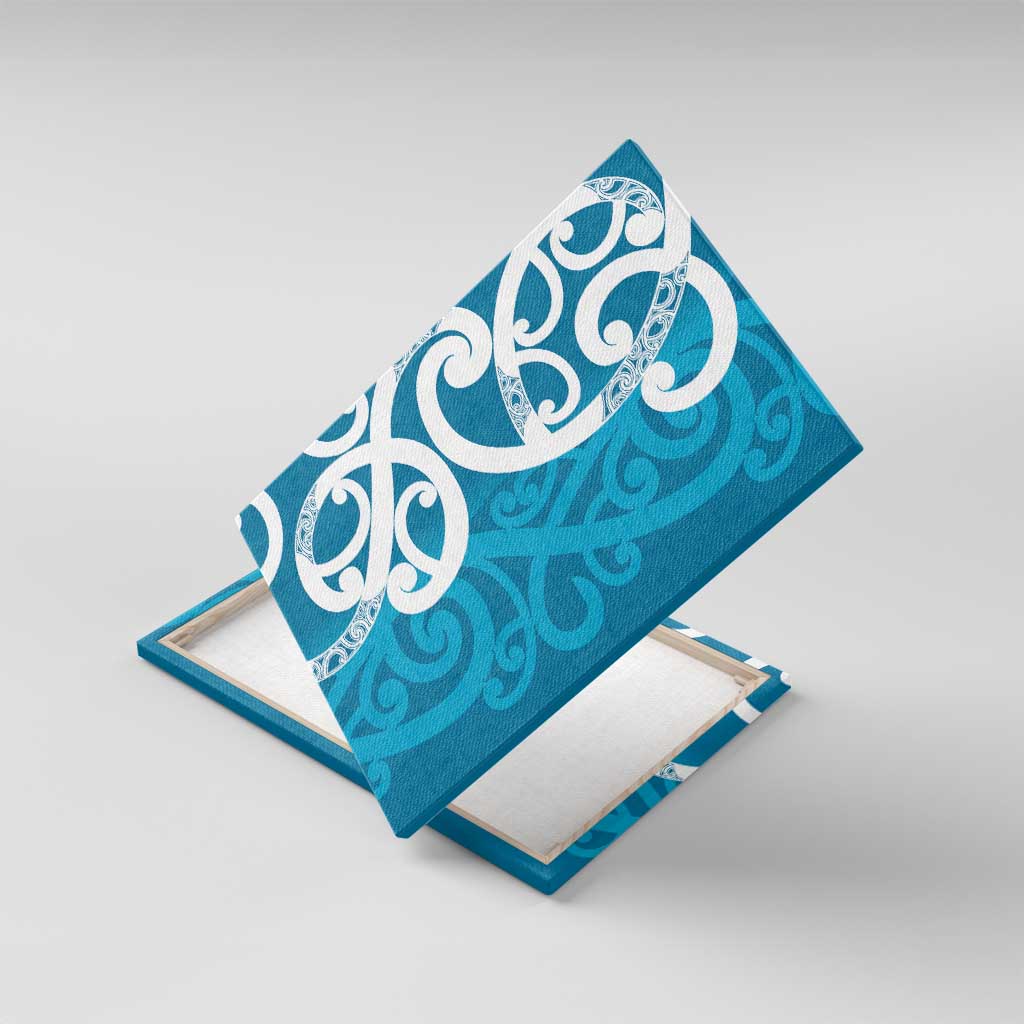 Azure Blue Maori Canvas Wall Art Koru Kowhaiwhai - Aussie Hoodie