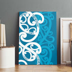 Azure Blue Maori Canvas Wall Art Koru Kowhaiwhai - Aussie Hoodie
