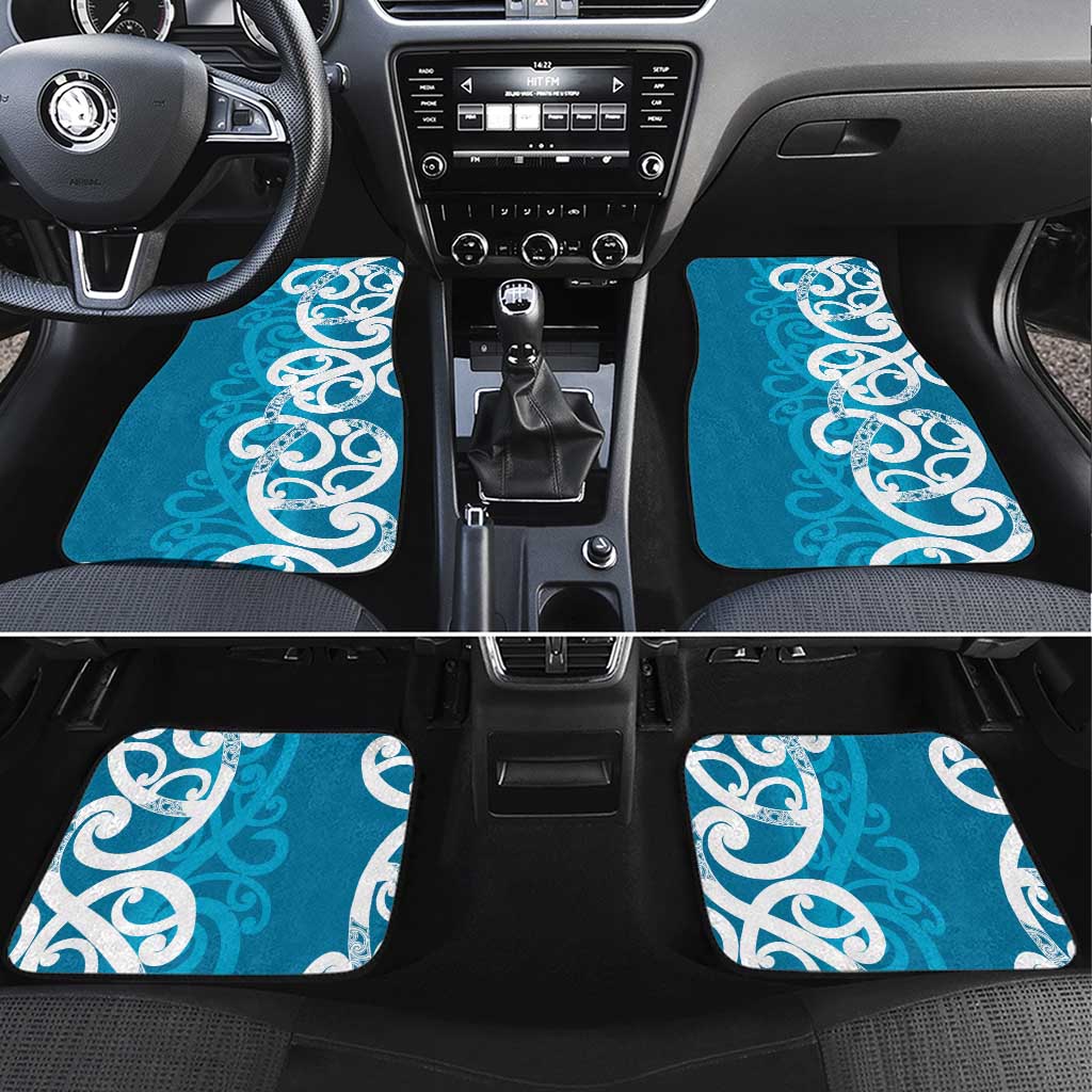Azure Blue Maori Car Mats Koru Kowhaiwhai - Aussie Hoodie