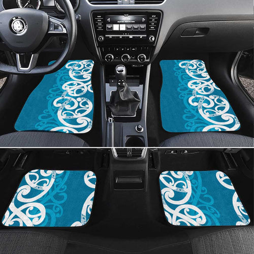 Azure Blue Maori Car Mats Koru Kowhaiwhai - Aussie Hoodie
