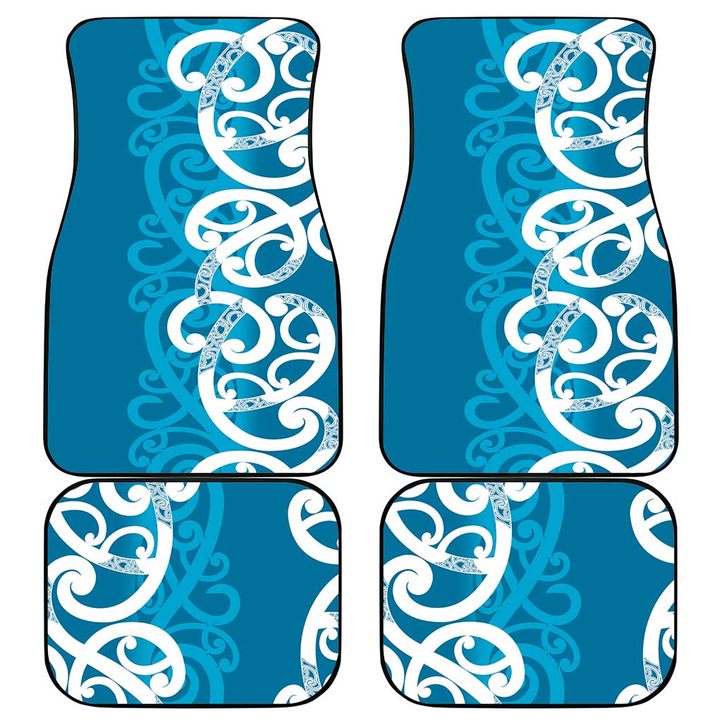 Azure Blue Maori Car Mats Koru Kowhaiwhai - Aussie Hoodie