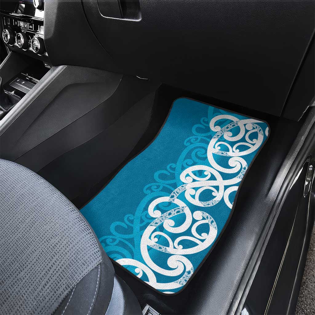 Azure Blue Maori Car Mats Koru Kowhaiwhai - Aussie Hoodie