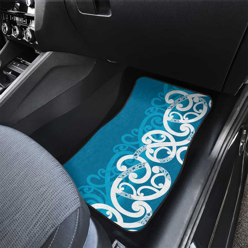 Azure Blue Maori Car Mats Koru Kowhaiwhai - Aussie Hoodie